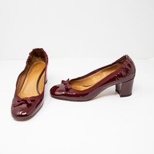 Isabel Marant Women's Patent Leather Round Toe Bow Tie Block High Heels Shoes 6